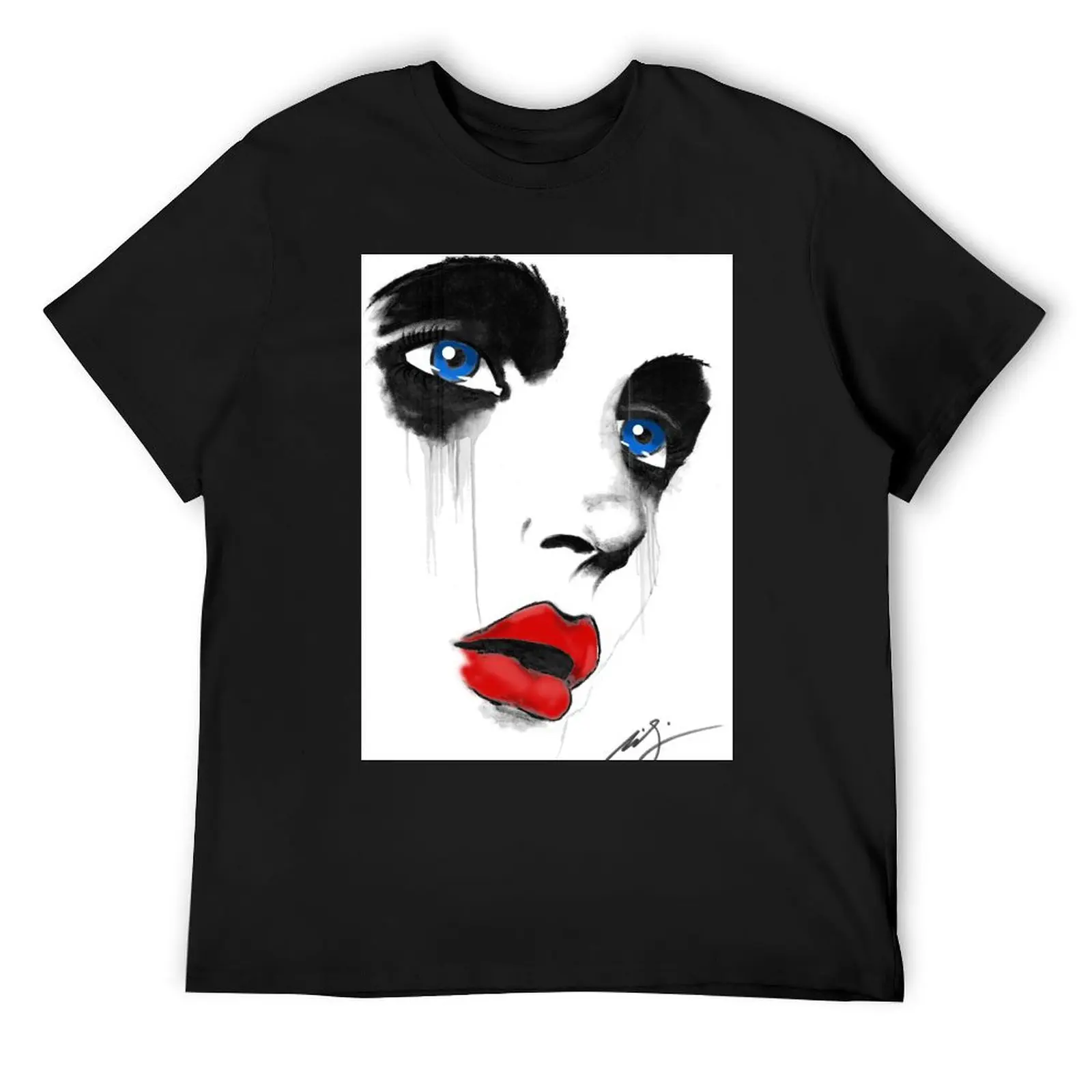 

Deep blue eyes & Deep red lips T-Shirt quick drying Funny t-shirts graphic shirts sports fans men workout shirt