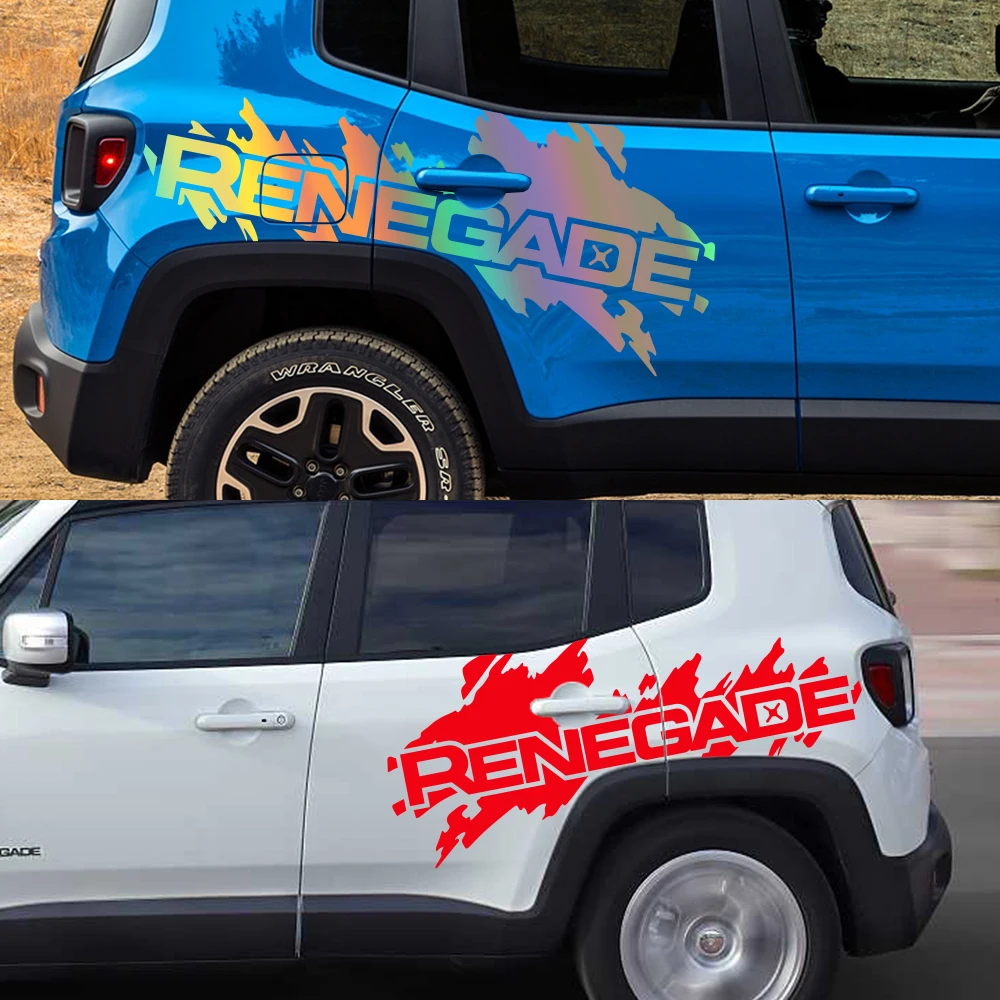 2PCS Car Door Side Stickers For Jeep Renegade 2016-2023 Splash Splatter Graphics Vinyl Film Trim Decals Auto Tuning Accessories