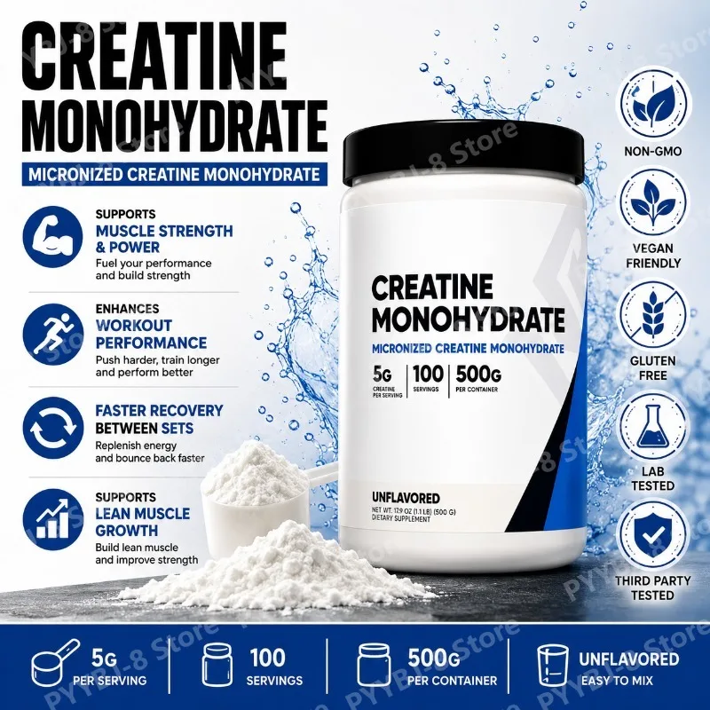 Creatina Monohidrato en Polvo Micronizado, 5g por Porción, Mezclar con Agua para Beber, Suplemento que Ayuda a Mejorar la Fuerza y la Resistencia