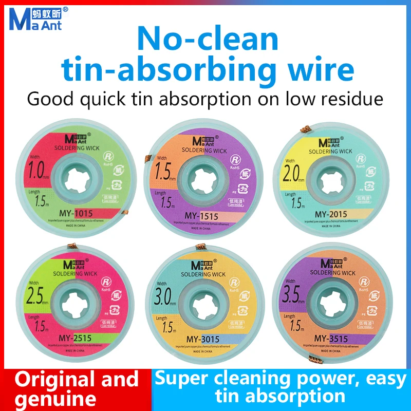 MAANT No-Clean Solder Wick, Clean PCB Boards, Remove Solder Pads for Mobile Phone Motherboard Repair