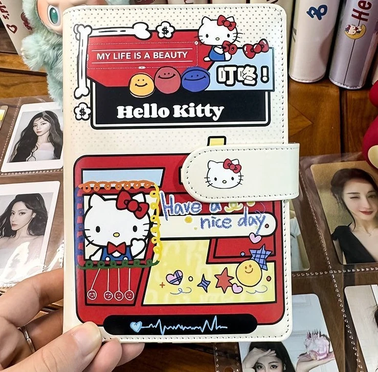Милый блокнот Sanrio серии Smiling Train A6 из кожи, многоразовый, с дизайном Hello Kitty, для заметок, подарок на праздник 2026