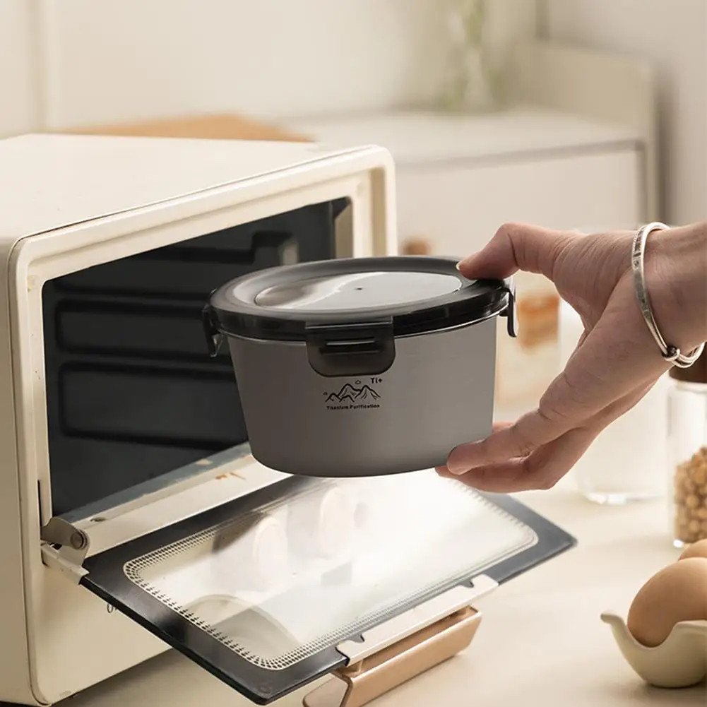Rust Proof Titanium Ultralight Portable Food Sealing Bowl with Lid Fresh-keeping Portable Purification Dinner Box For Picnic gallery 2