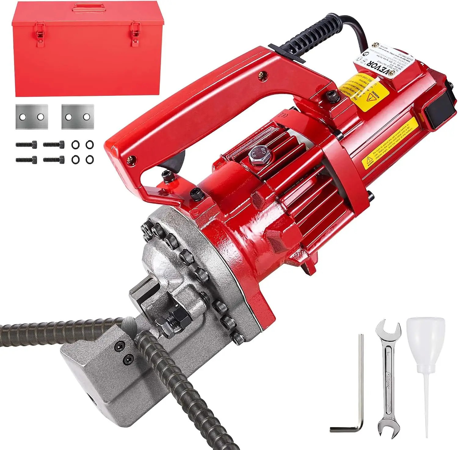 Electric Hydraulic Rebar Cutter 1250W 110V - Portable, Cuts #6 4-20mm Rebar in 4 Seconds, with Stainless Steel Carry Case