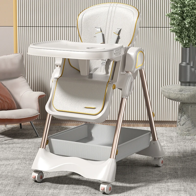 

Backrest Baby Dining Chair Platform Feeding Kitchen High Children'S Chair Wheels Kids Fotel Dla Dziecka Child Room Furniture