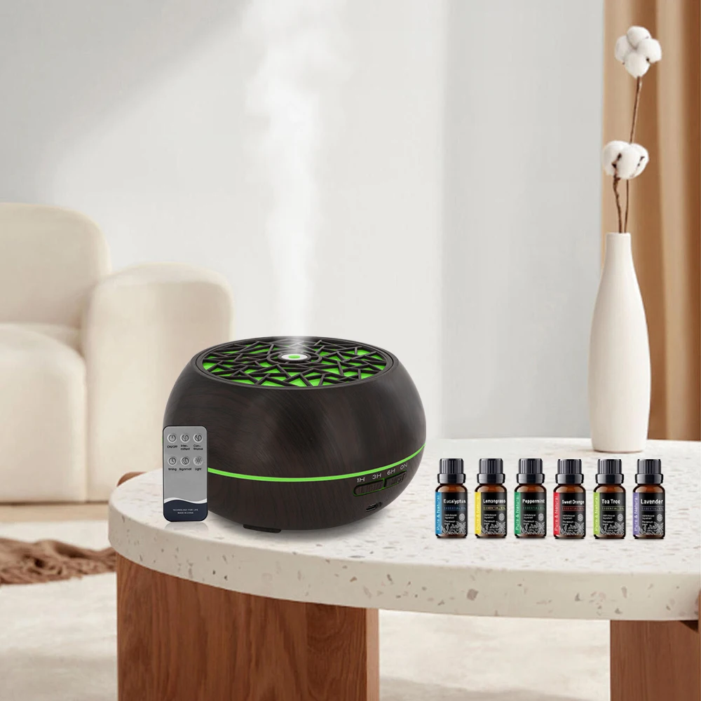 

Diffuser For Home 550ml Aroma Diffuser 6 Oils Remote 7 Colors Auto Timer Large Room Coverage