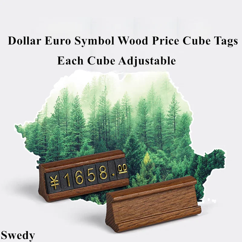 10 Pcs Dollar Euro Symbol Adjustable Number Jewelry Price Cube Tags Pricing Block Kit Gift Small Price Label Card Holder Stand