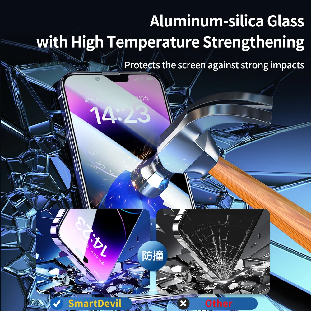 SmartDevil for iPhone 14 Pro Max 13 Full Cover Screen Protector Tempered Glass One touch Easy install Edge to Edge Clear