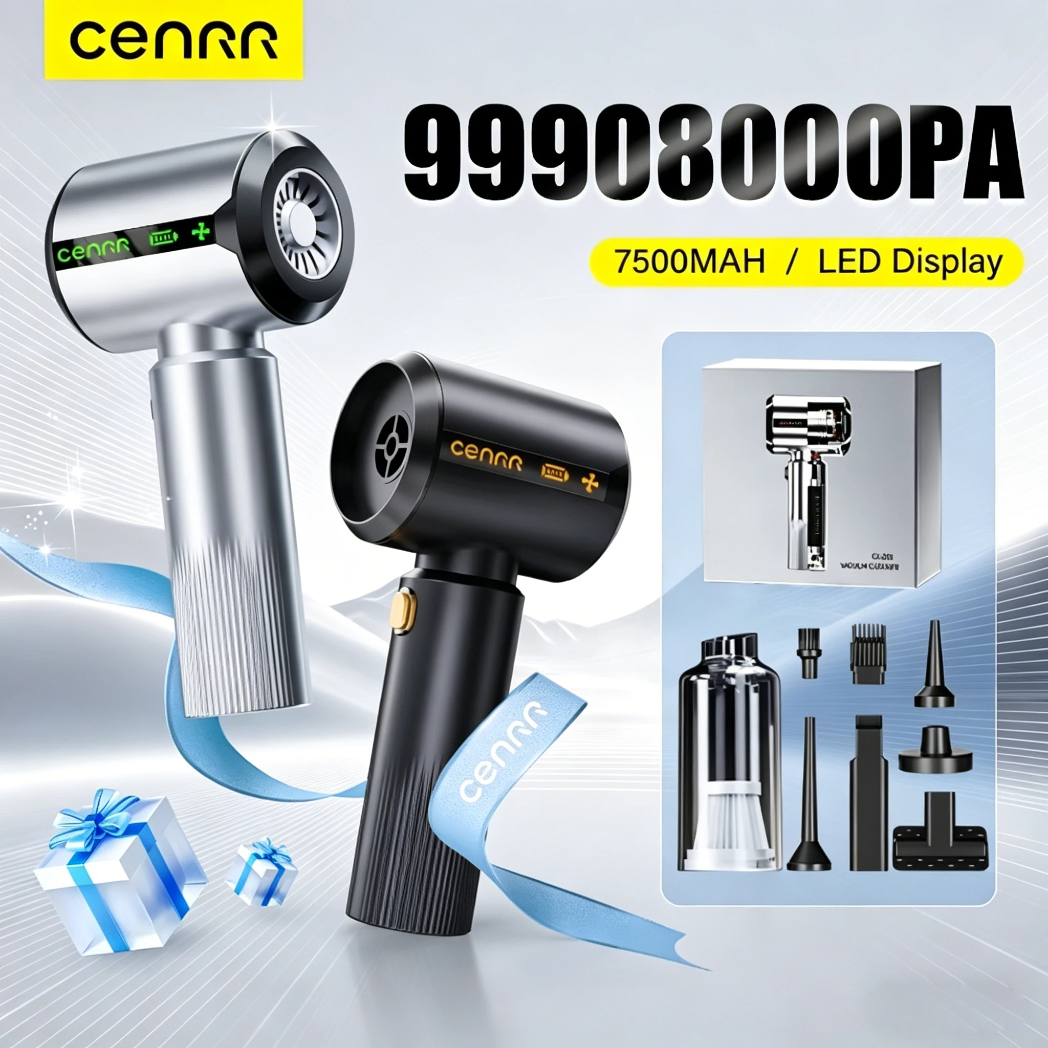 CENRR NEW Car Vacuum Cleaner Portable Wireless Cleaner Powerful Strong Suction Handheld Cleaning Machine for Car Home Appliance