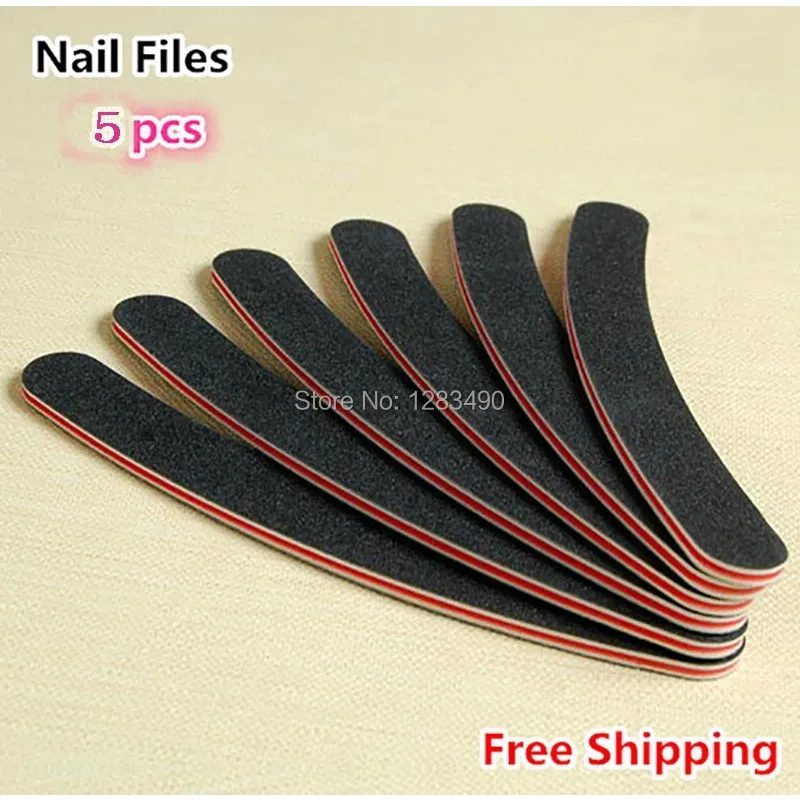 5pcs Professional Grinding Tools Black Nail Files Buffer Buckling Slim Crescent Grit Sandpaper 100/180 Nail Tools