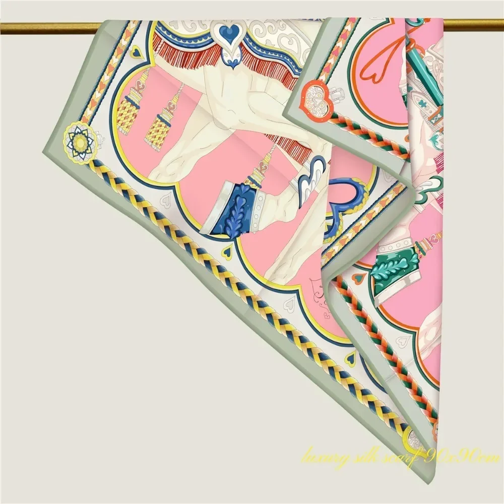 Gift Spring New Sweet Love Warhorse Versatile Decorative Curling Double-sided Heterochrome Large Square Scarf Chest Wrap Scarf