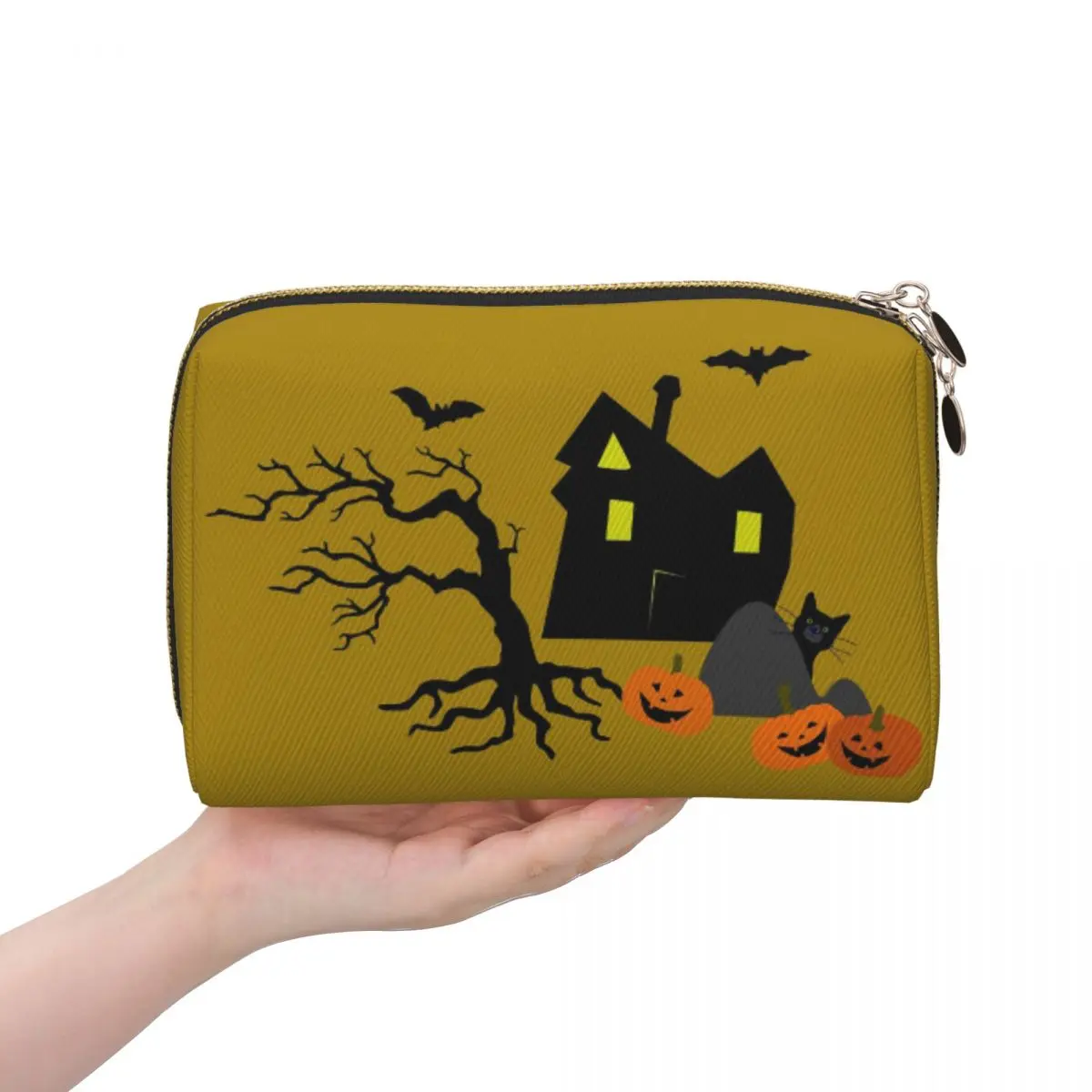 

Хэллоуин Тыква Дом с привидениями Призрак Женская косметичка Дорожный органайзер для макияжа Чехол для хранения туалетных принадлежностей Dopp Kit Case