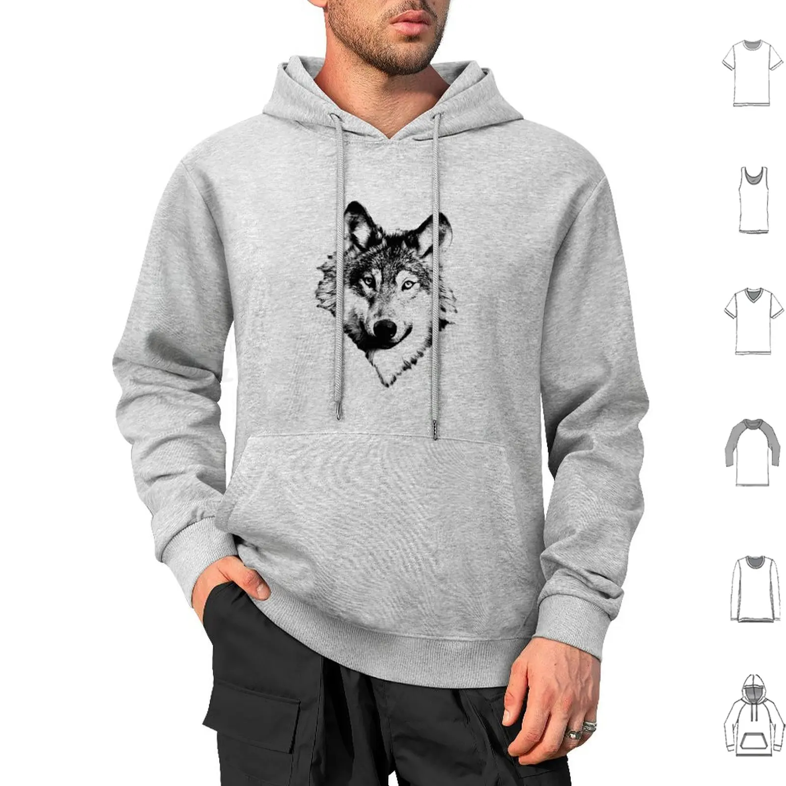 Wise Wolf Face. Animal Prints. Digital Wildlife Engravings. Hoodie cotton Long Sleeve Wolf Images Wolf Pictures Wolf Art Wolf