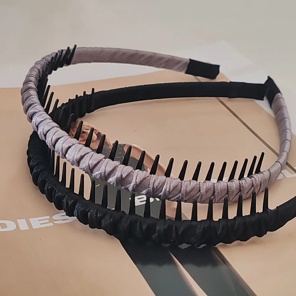 2pc Nette Kunststoff Schwarz Braun Zahn Anti-skid Stirnband Frauen Mädchen Haar Bands Elegante Washface Haarband Haar Zubehör – Detail 11