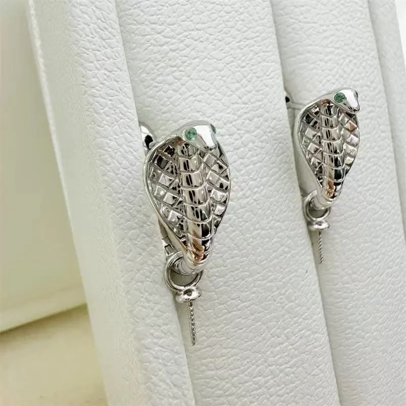 Wholesale Snake Shape 925 Sterling Silver Earrings Mount Findings Settings Base Mounting Parts Accessory for 8-10mm Pearls