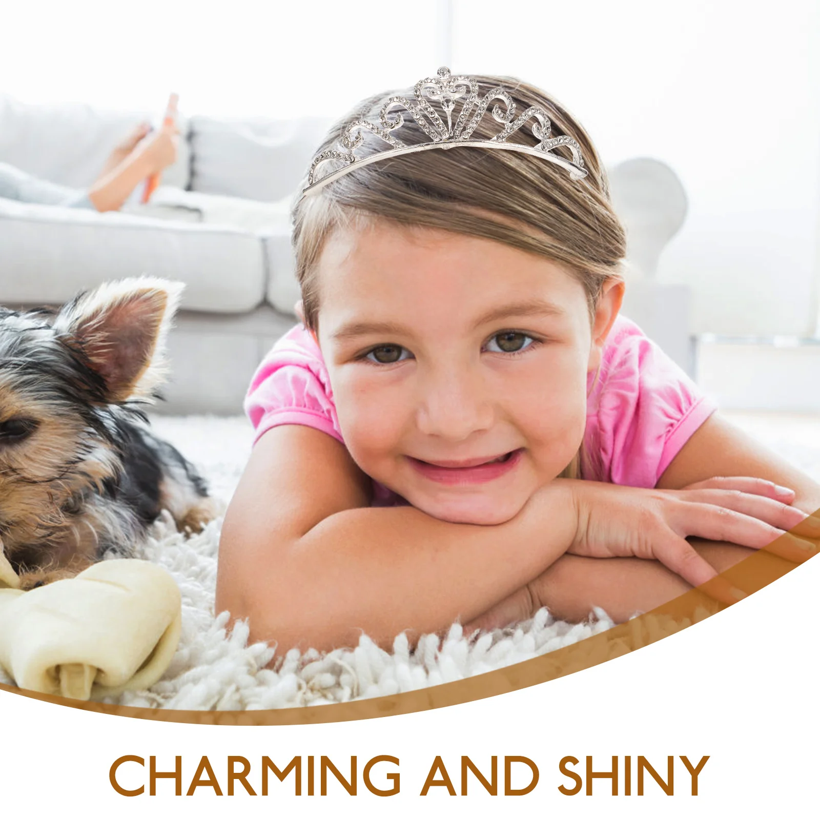 

Rhinestone Crown Tiara Headbands for Kids Girls Silver 38cm Circumference 9 7x3cm Decoration Wedding Party Hair Accessories