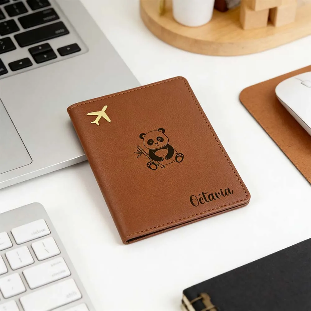 

1pc Personalized Name Passport Cover Mom Gift Handmade Leather Passport Wallet Retro Style