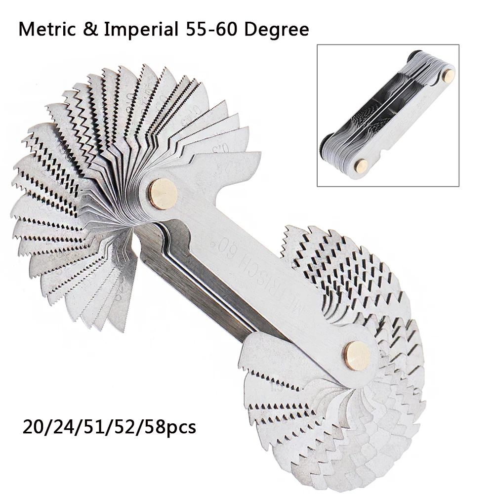 Ferramentas de Medição de Passo de Rosca Polegada us Thread Plug Gauge Engrenagem de Aço Carbono Parafuso de Dente 55 a 60 Graus