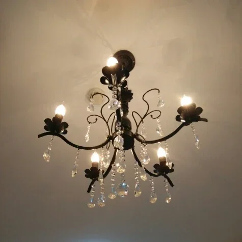 Vintage classic Crystal Chandelier Matte black iron chandelier decorate living room bedroom home chandelier lighting