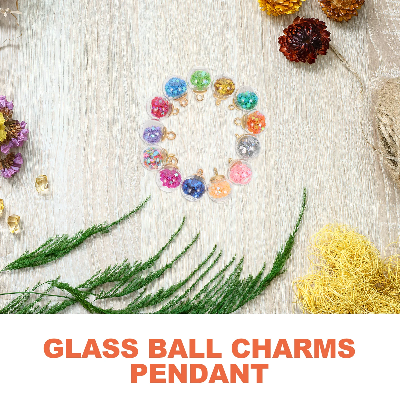 

60Pcs Glass Ball Charms Pendant Star Sequin Mixed Colors DIY Necklace Bracelet Earring Jewelry Craft Making Supplies