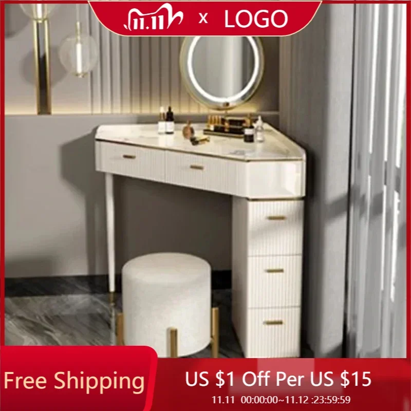 

Led Simple Modern Vanity Table Storage Nordic Stool Stand Vanity Table Holder Mobile Coiffeuse De Chambre White Decorations
