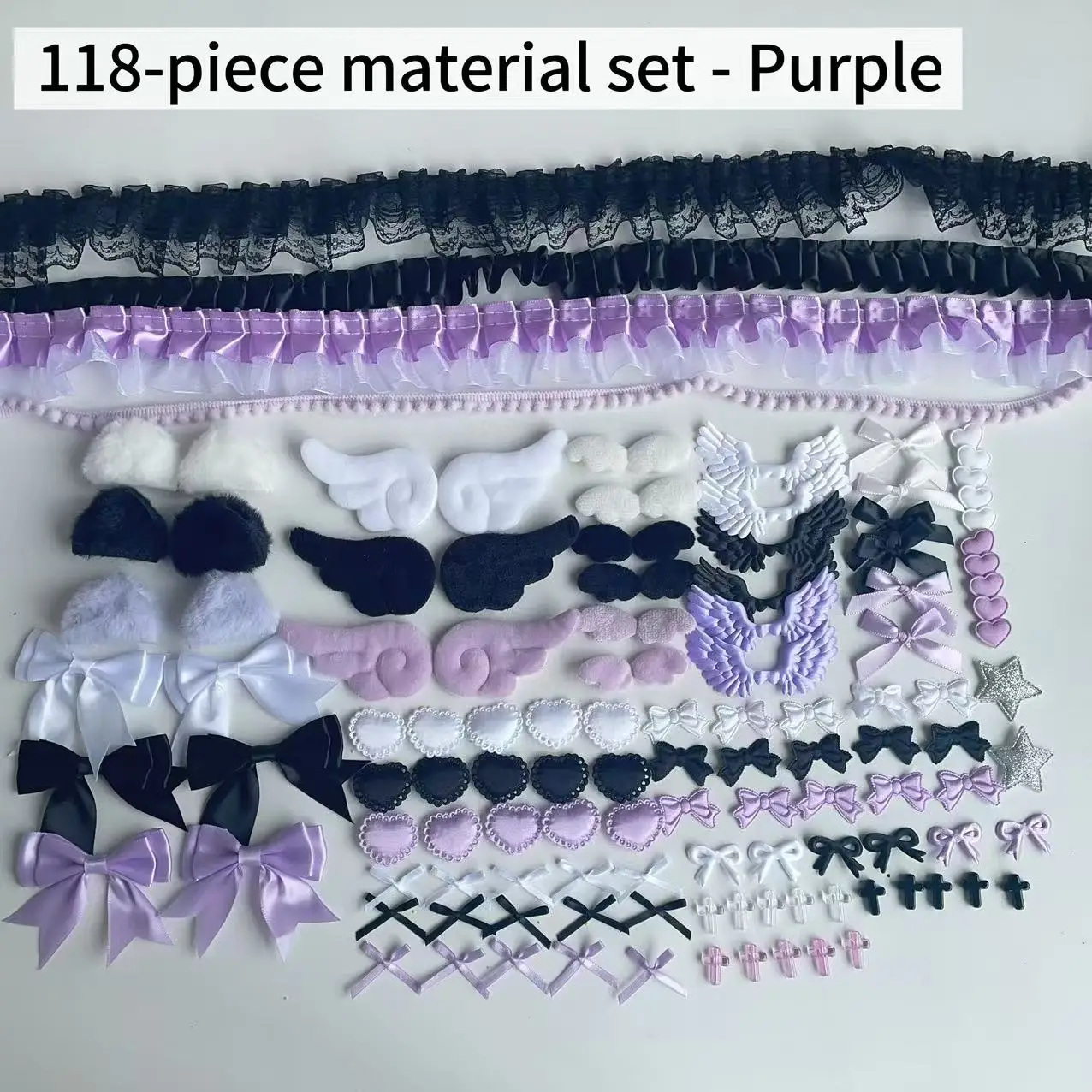 118 Black Color Series Accessories Set Pink Lace Material Set Handmade DIY Accessories Pain Pack Material Pack