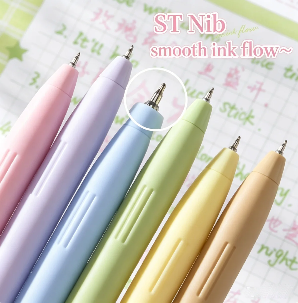 Spring Floral Pastel Colored Retractable Gel Pens, Comfort Extended Grip Smooth Writing Pens 6 Count for Diary Craft Holiday Pr
