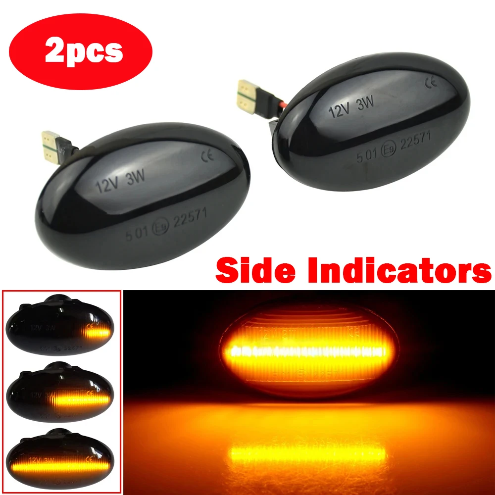 

LED Amber Dynamic Flowing Blinker Turn Signal Flashing Light For Smart W450 W452 Benz A-Class W168 W415 Vito W639 W447
