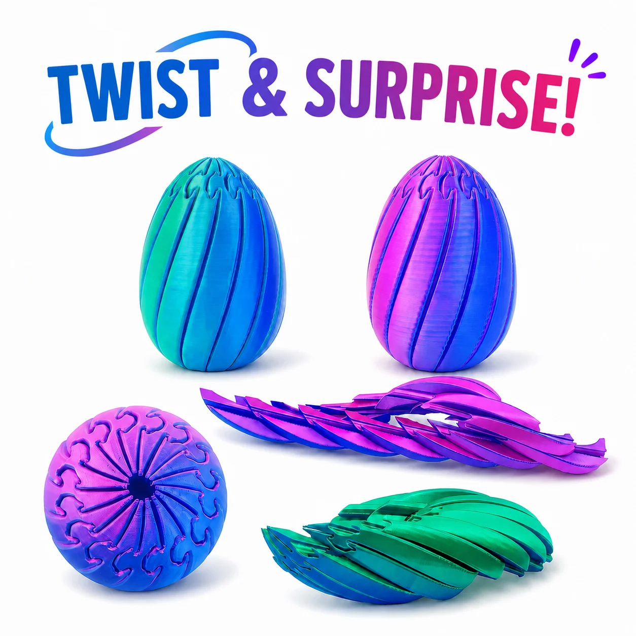 Twist Transform Surprise Fidget Ball Toy, Pocket-Sized Stress Relief Desk Gadget, 2 Vibrant Colors, Christmas Gift