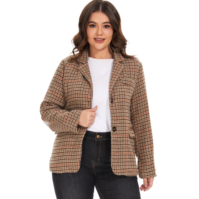 Vangull British Style Slim Women Plaid blazer Patch gomito Patchwork femminile Classic Suit Coat Ladies monopetto Outwear