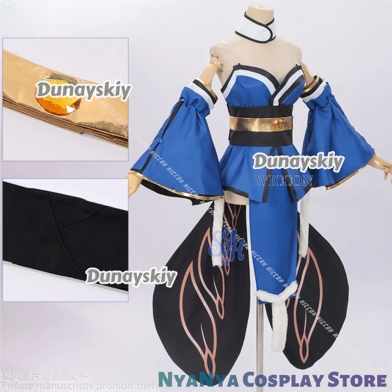 Anime Game Fate Fgoo Cosplay Tamamo No Mae Costume Sexy Blue Japanese Kimono Jirai Kei Girls Halloween Christmas Party Cos
