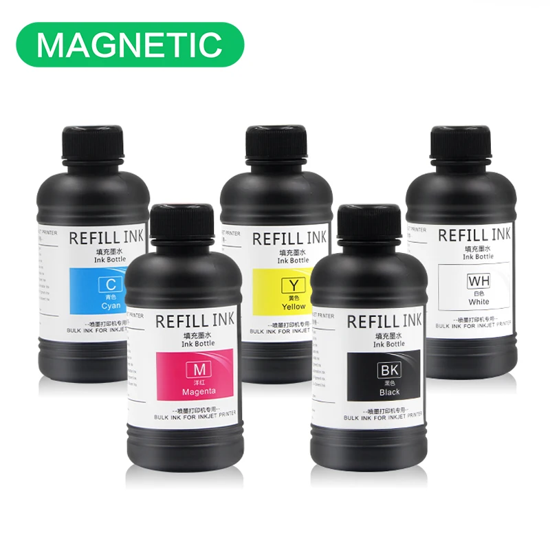 Free Shipping Magnetic 250ml Bottle UV Ink BottleFor Epson R290 R300 1390 1400 1410 1430 1500W R3000 DX5 DX7 TX800 XP600Printer