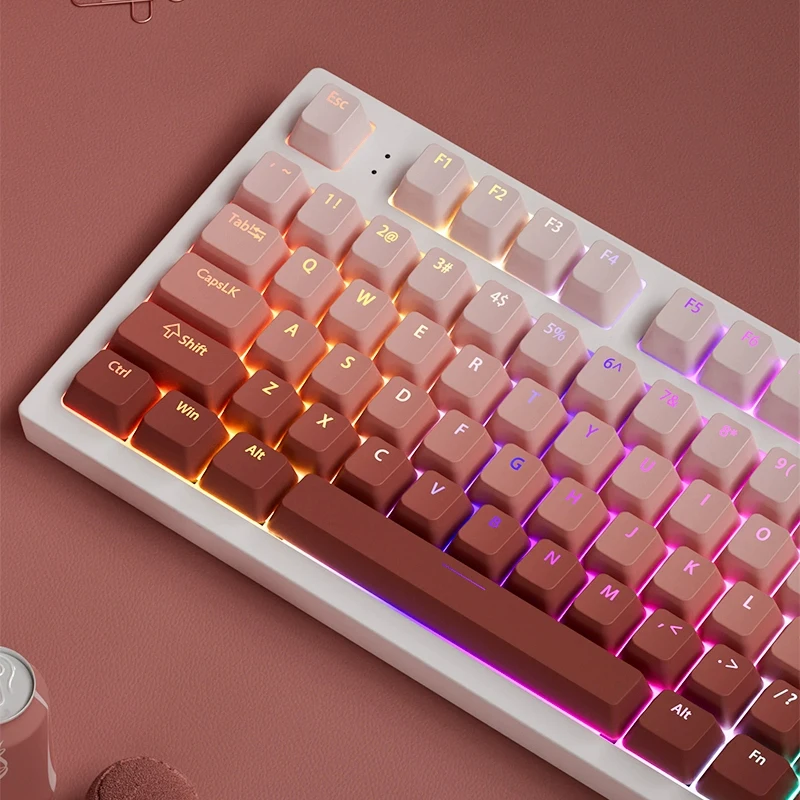 RGB-achtergrondverlichting Blush Top Print Keycaps 130 toetsen OEM-profiel Shine Through PBT Double Shot Keycaps voor MX Switches-toetsenborden