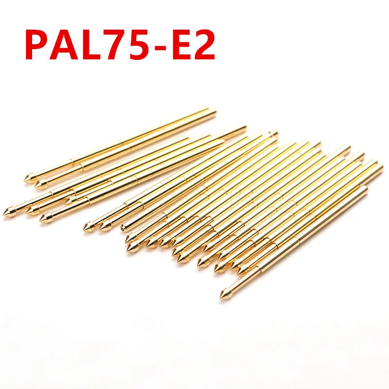 100pcs/pack Gold Plated PAL75-E2 Conical Tip Spring Test Pin Outer Diameter 1.02mm, Length 33.35mm Pogo Pin