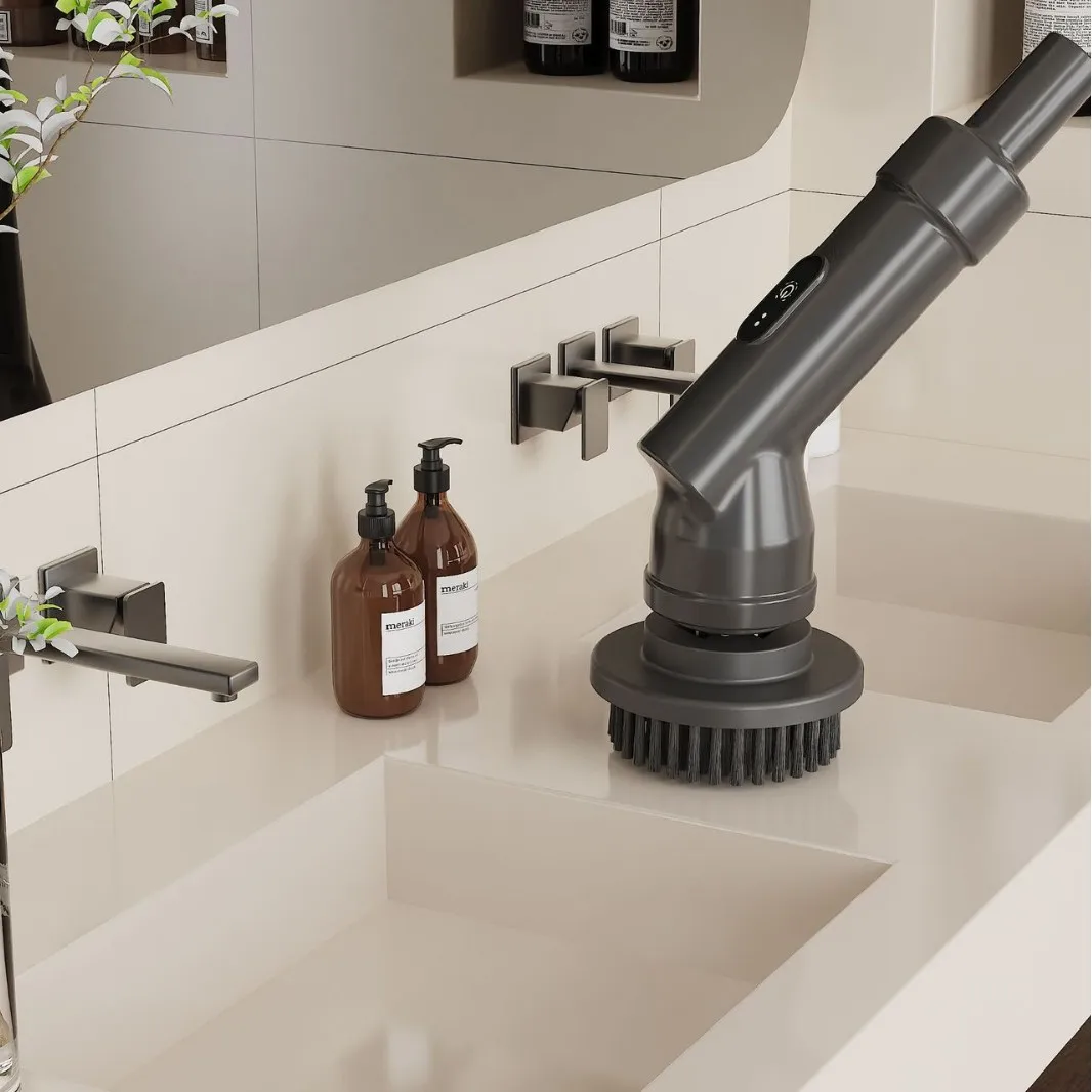 Электрическая щетка Выдвижная электрическая щетка для мытья кастрюль Стеклянная трещина Щетка для чистки кухни Щетка для чистки пола
