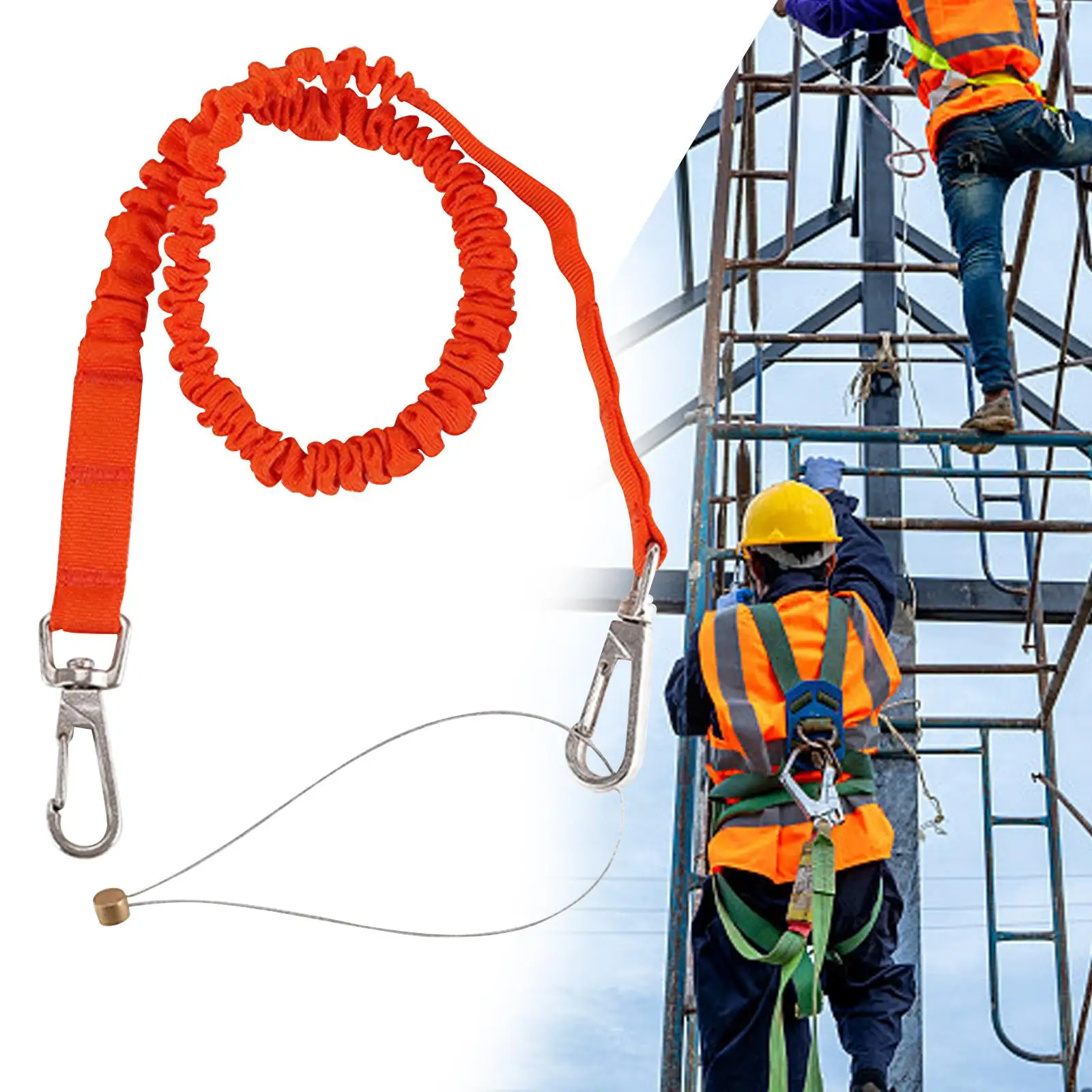 Climbing Restraint Lanyard Fall Protection with Two Buckles Strap Protective Equipment Cord Lanyards for Rappelling Outdoor