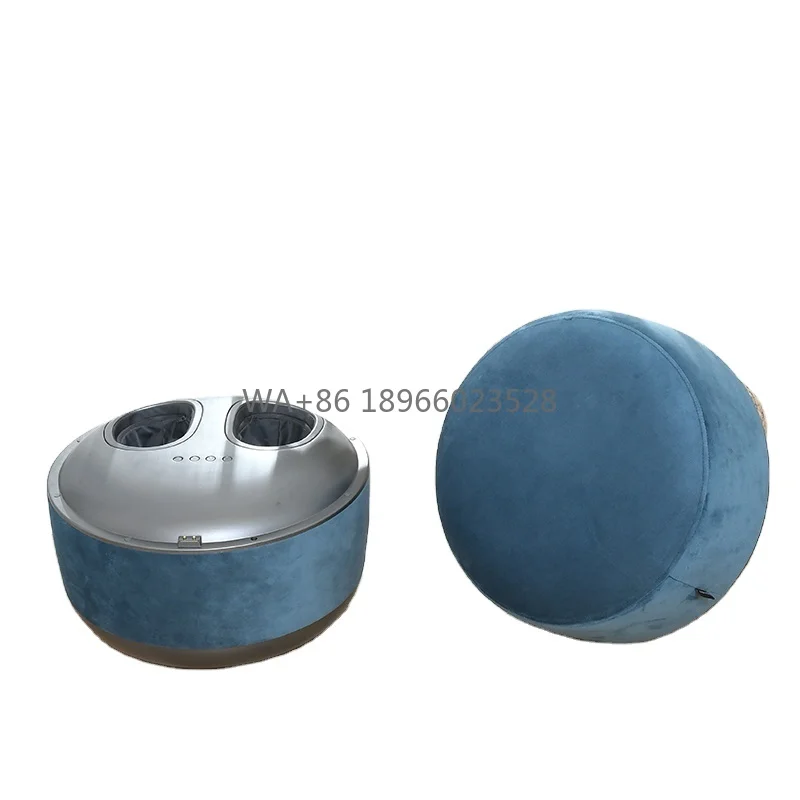 Ottoman Vibrator Therapy Massage MachineFoot Stool Round Pouf Fabric Footstool Wireless Shiatsu Heating Foot Legs Massager