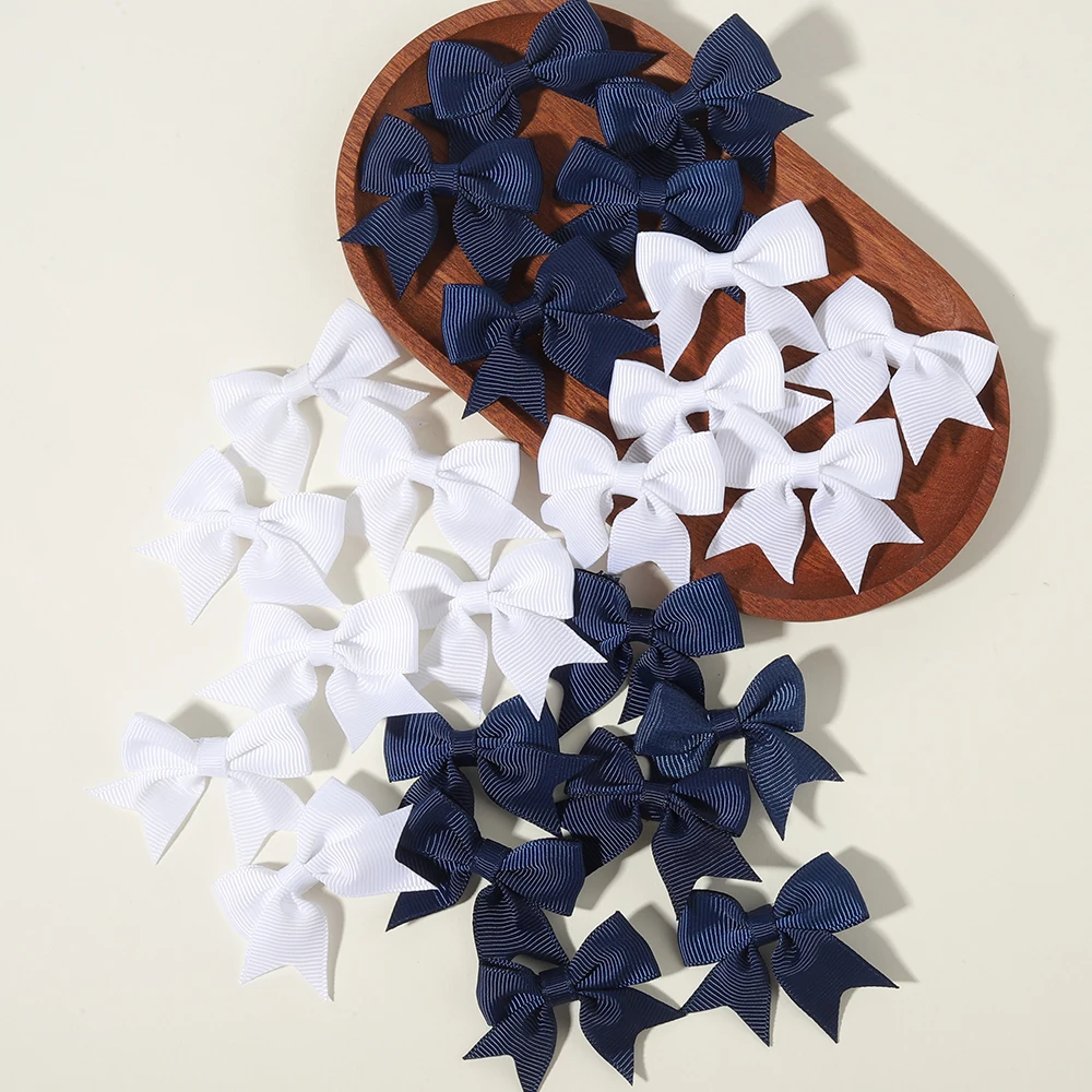 24PCS/Lot Cute Children's Bow Blue White Clip Decorating During The Back To School Season Baby Girl's Kids Hair Accessories Gift
