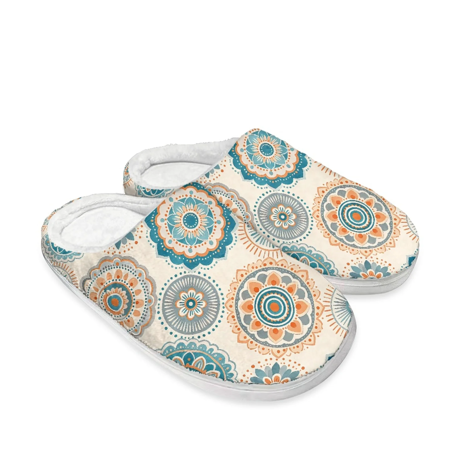 PENSTROLL Mandala Print Extra Warm Thermal Slippers For Winter New Mom Cozy Slides Cotton Slippers for Hotel