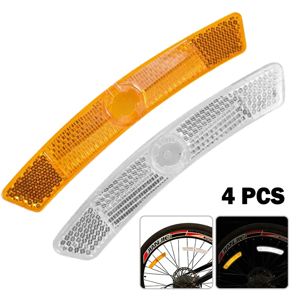 4pcs Bike Wheel Rim Light Reflectors White/Yellow Easy To Install Mountain Bike Steel Wheel Rim Spoke Reflectors Bicycle