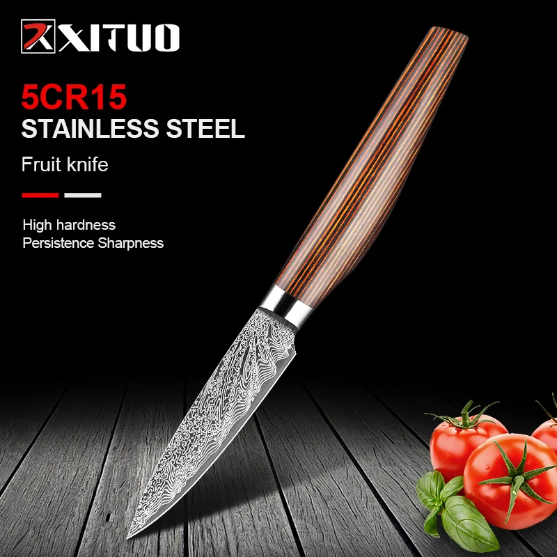 Paring Knife XITUO Professional 3.5 Inch Peeling Knife Stainless Steel Small Fruit Knife Ergonomic Pakkawood Handle Ultra Sharp