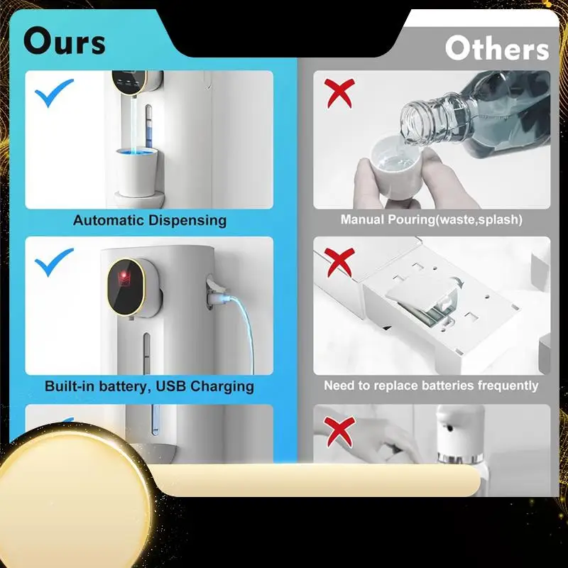 

X40A_XA-Mouthwash Dispenser For Bathroom, 18.26 Oz (540Ml) Touchless Auto Mouth Wash Dispenser With Magnetic Cups