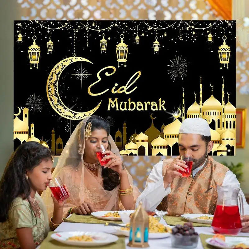 Decoración de pared Eid, 70,8x43,3 pulgadas, pancarta grande de fondo Eid, cartel de pared para Festival, decoración de pared Happy Eid, fotografía decorativa