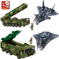 Sluban Aviation Military Stealth Fighter Model Building Blocks Educational Toy for Children with Ballistic Missiles