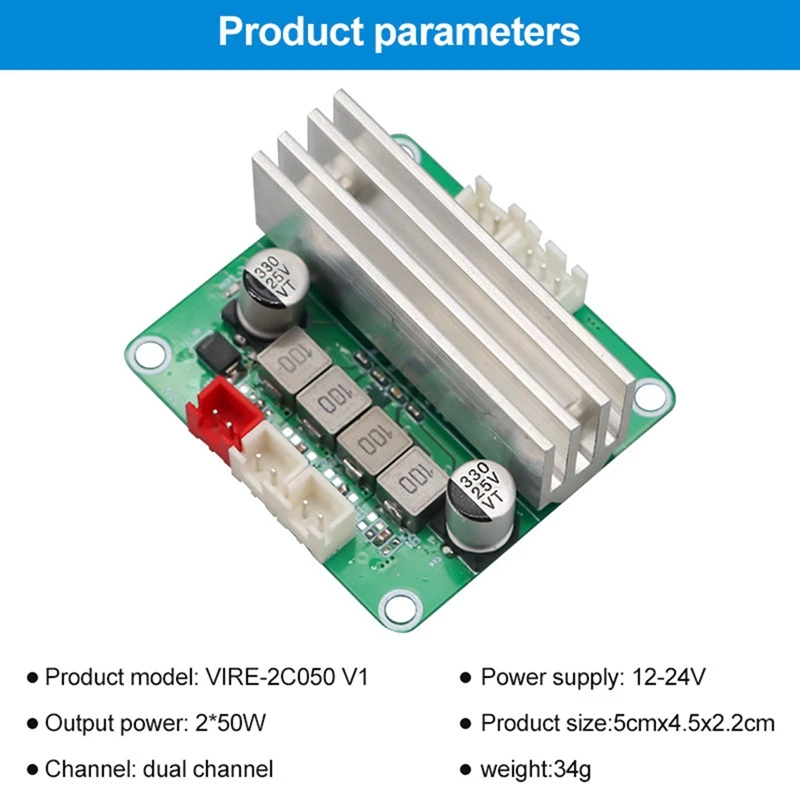 TPA3116 Stereo Audio Amplifier Board TPA3116D2 50W&50W Dual Channel Digital Power Amplifier Module DC12-24V