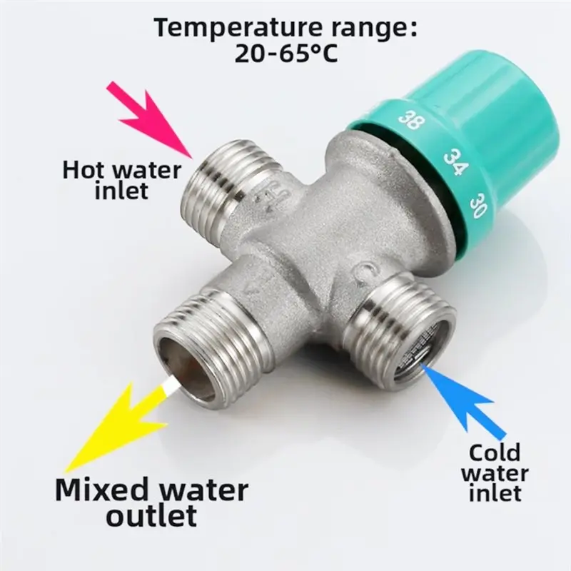 For Plumbing Systems Compatible 1/2 Inch Interface Adjustable Temperature Copper Valve Temperature Control Valve New