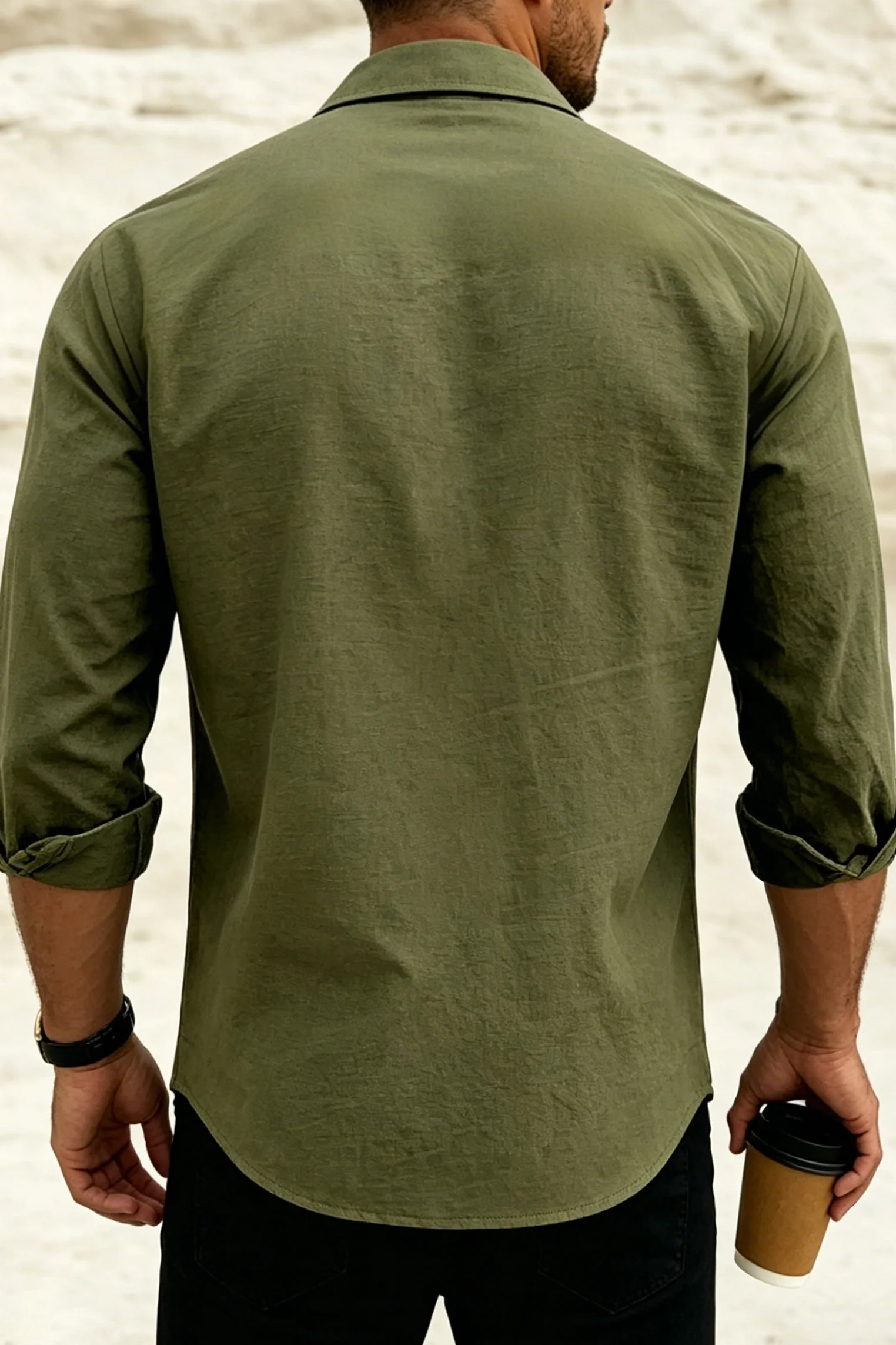 Men's Guayabera Cuban Long Sleeve Shirt Cotton Linen Hollow Stitch Decor Button‑Down Solid Color Casual Loose Daily Shirts