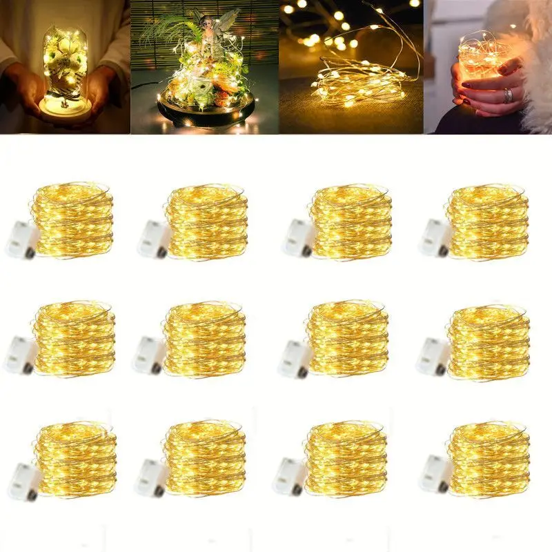 10 قطعة أضواء سلسلة LED جو صغير ملون يعمل بالبطارية الجنية لعيد الميلاد في الهواء الطلق غرفة مهرجان ديكور #5