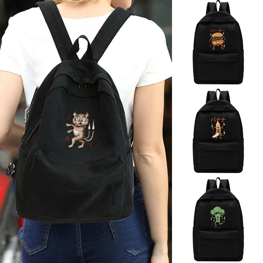 

Unisex Shoulder Backpack Casual Cute Monster Hiking Backpack Outdoor Sport School Bag Large Capacity Travel Laptop Rucksack 2024