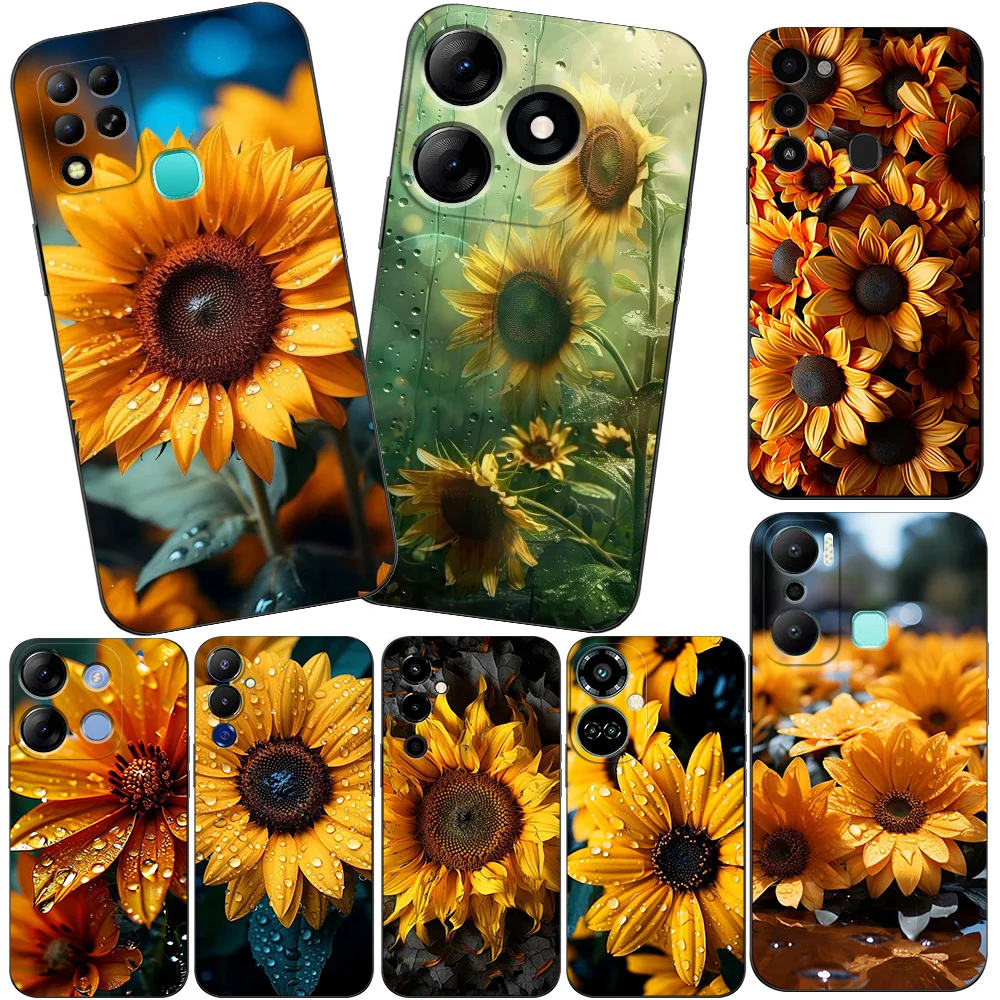 BLACK TPU CASE FOR ITEL A60 P40 VISION 5 A18 S18 INFINIX SMART 7  PLUS 7HD HOT 30 30I PLAY NOTE ZERO ULTRA 5G Cool Sunflower