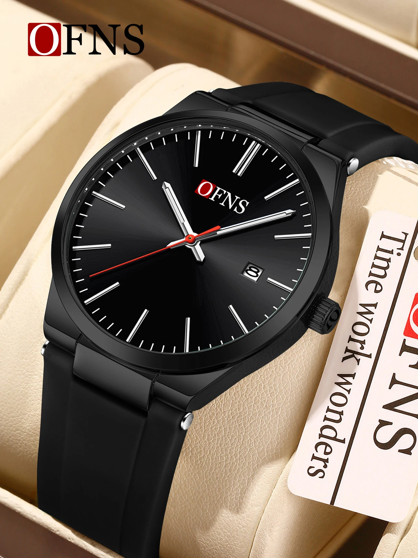 OFNS1631 ساعة كوارتز للرجال والنساء 3ATM مقاومة للماء بتقويم مضيء خفيفة الوزن 10 ملم هيكل من سبائك الزنك للجنسين #6